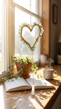 Amazonite & Crystal Heart Sun Catcher with Selenite Pendant