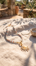 Blue Terra Jasper Sunburst Necklace
