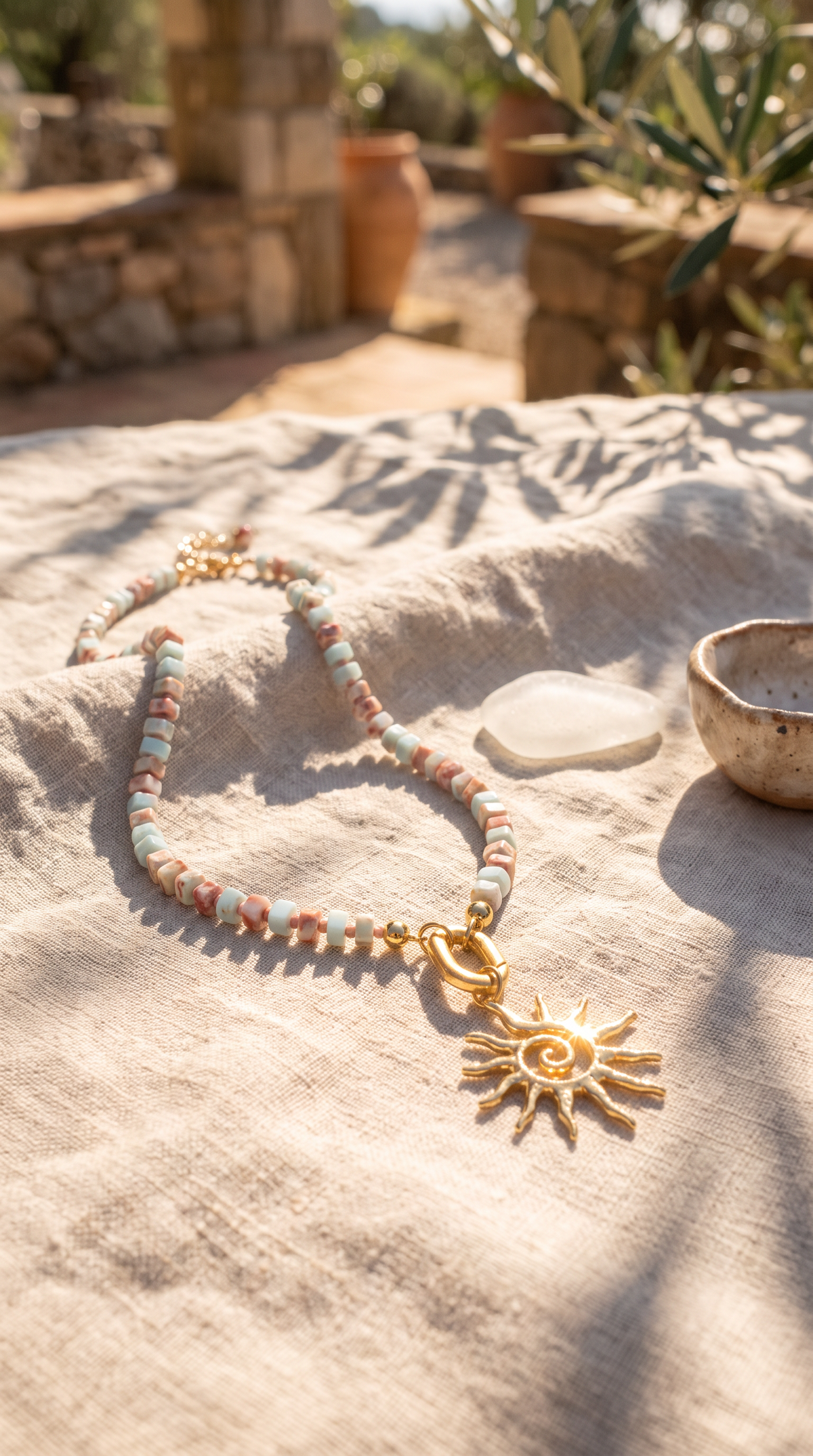 Blue Terra Jasper Sunburst Necklace