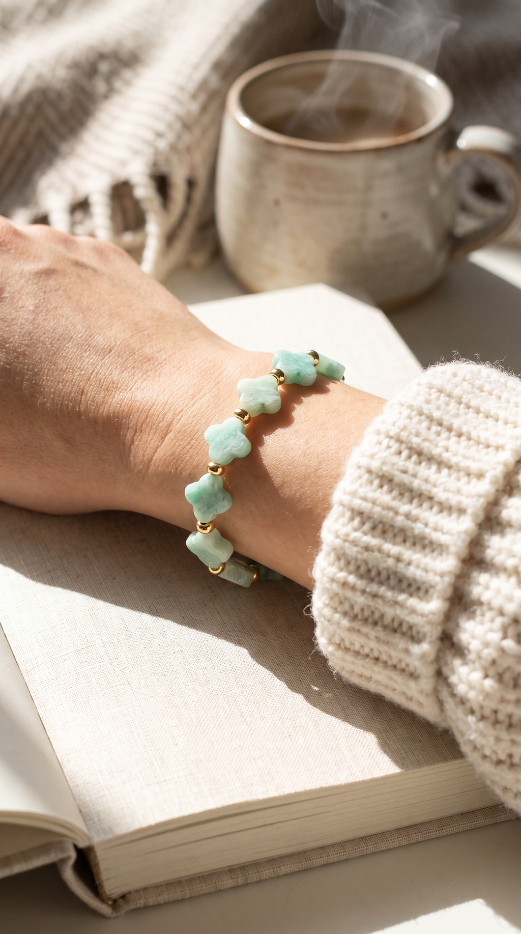 Amazonite Flower Stretch Bracelet