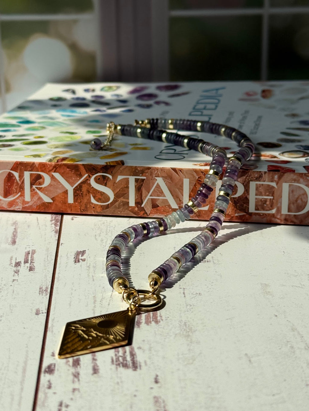Follow the Light Necklace – Fluorite & Mountain Sunrise Pendant