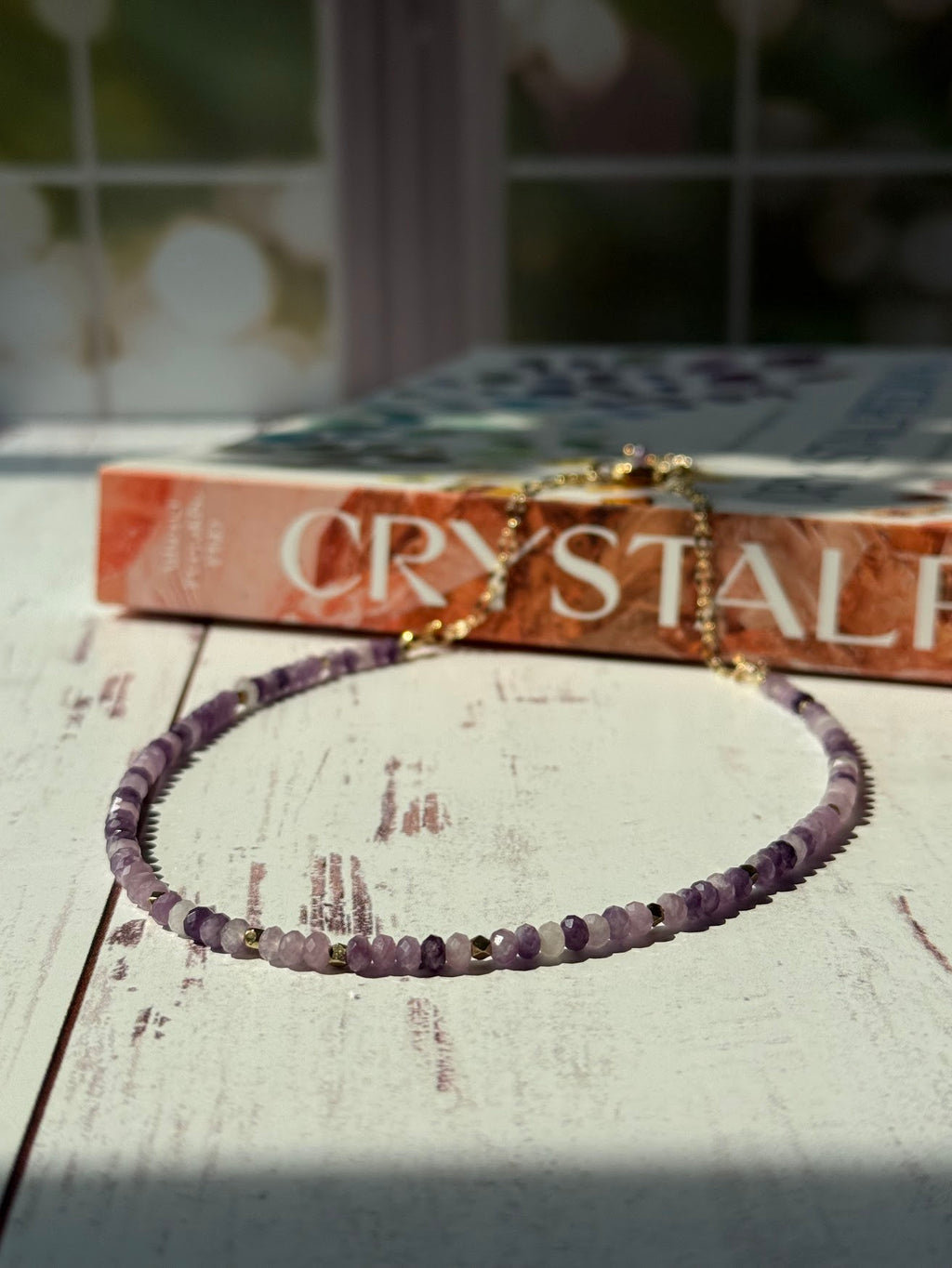 Moonlit Peace Necklace – Faceted Lepidolite & Gold