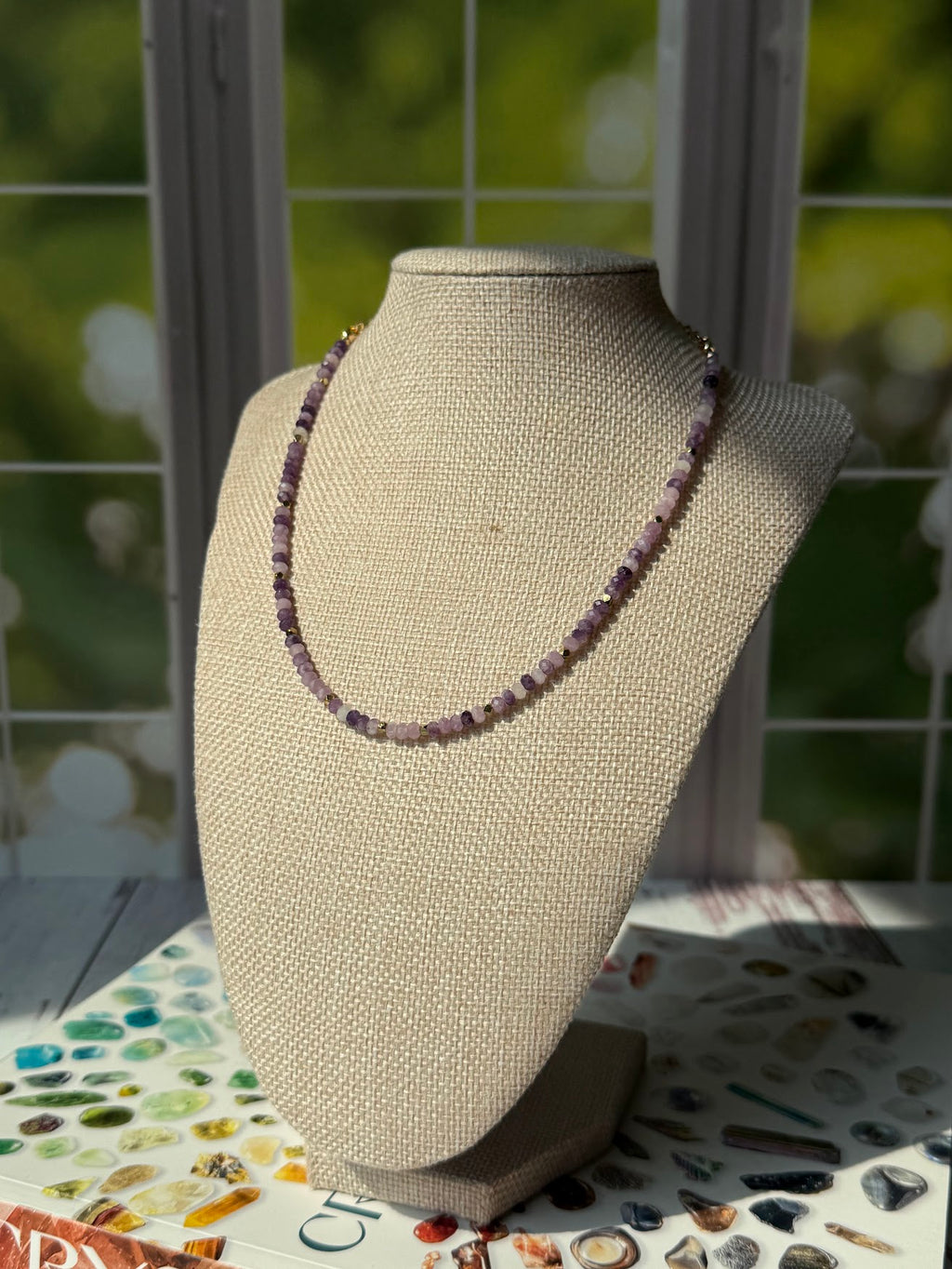 Moonlit Peace Necklace – Faceted Lepidolite & Gold