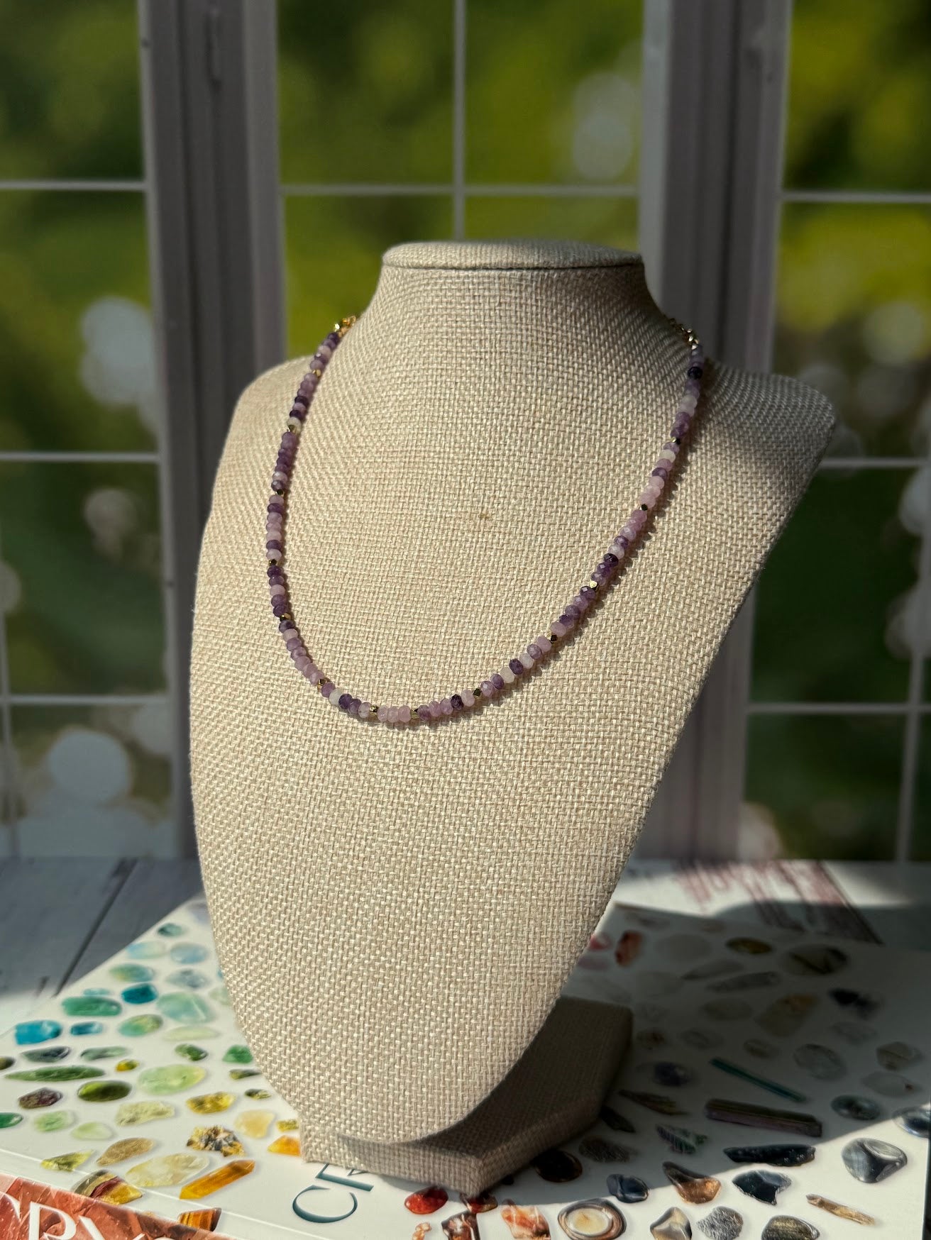 Moonlit Peace Necklace – Faceted Lepidolite & Gold