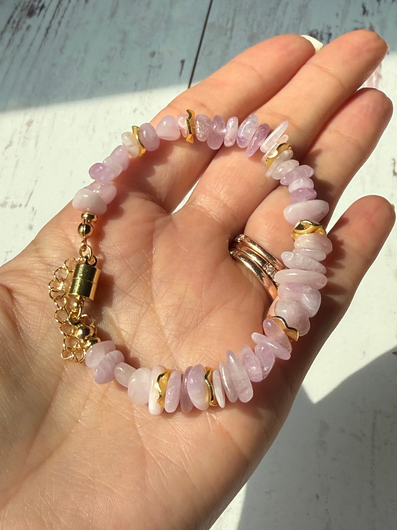 Soft Heart Bracelet – Kunzite & Gold