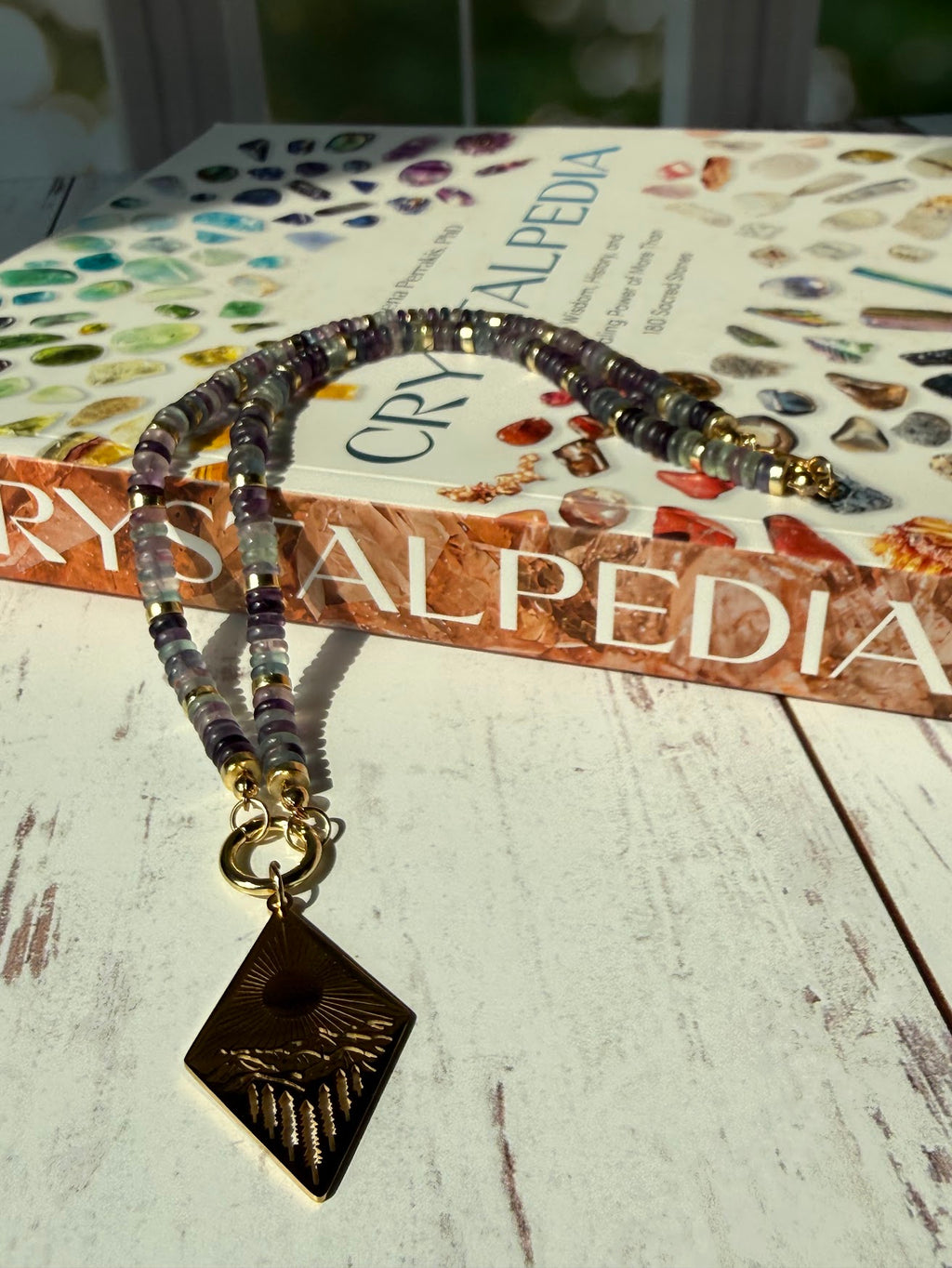 Follow the Light Necklace – Fluorite & Mountain Sunrise Pendant