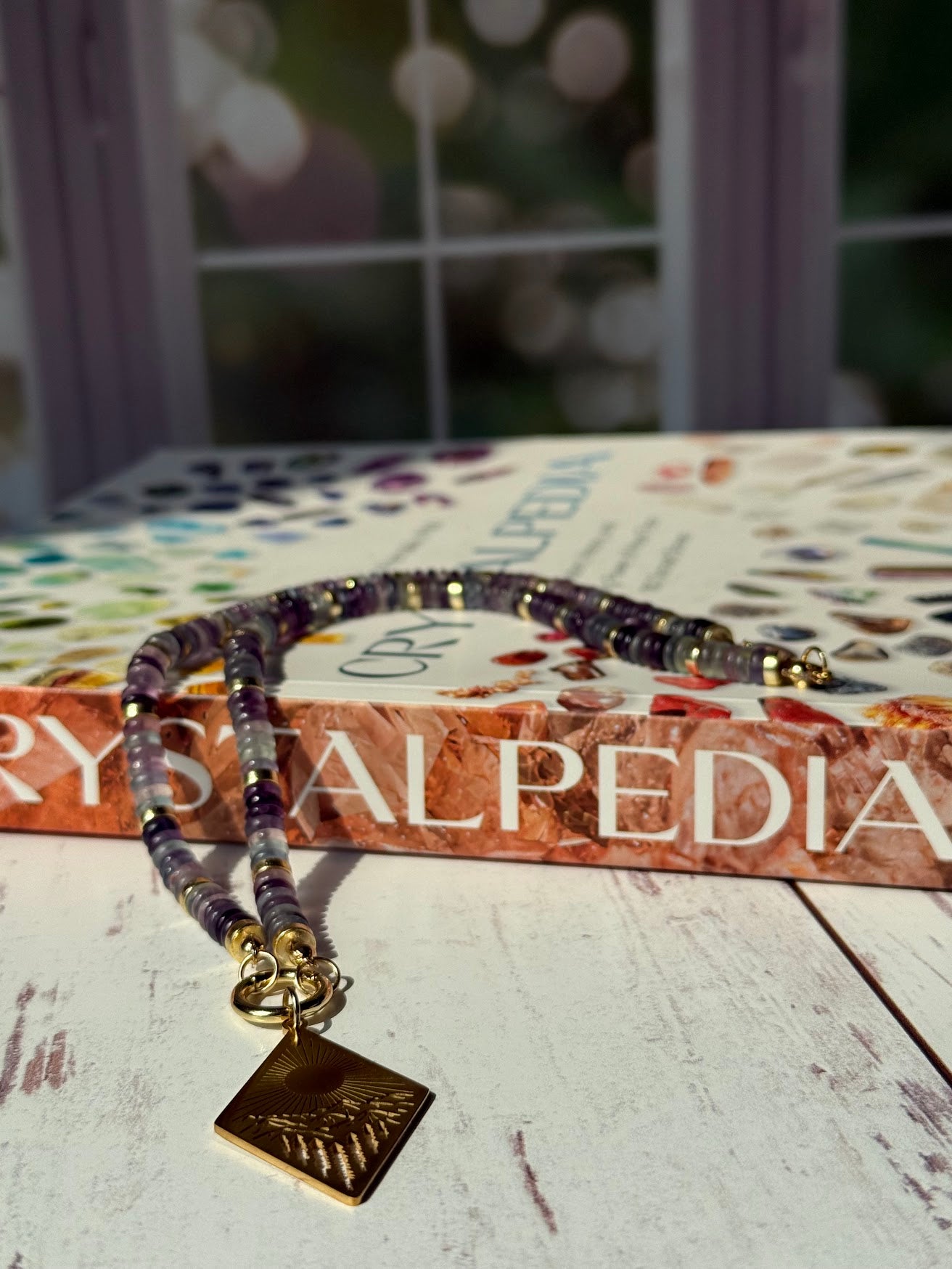 Follow the Light Necklace – Fluorite & Mountain Sunrise Pendant