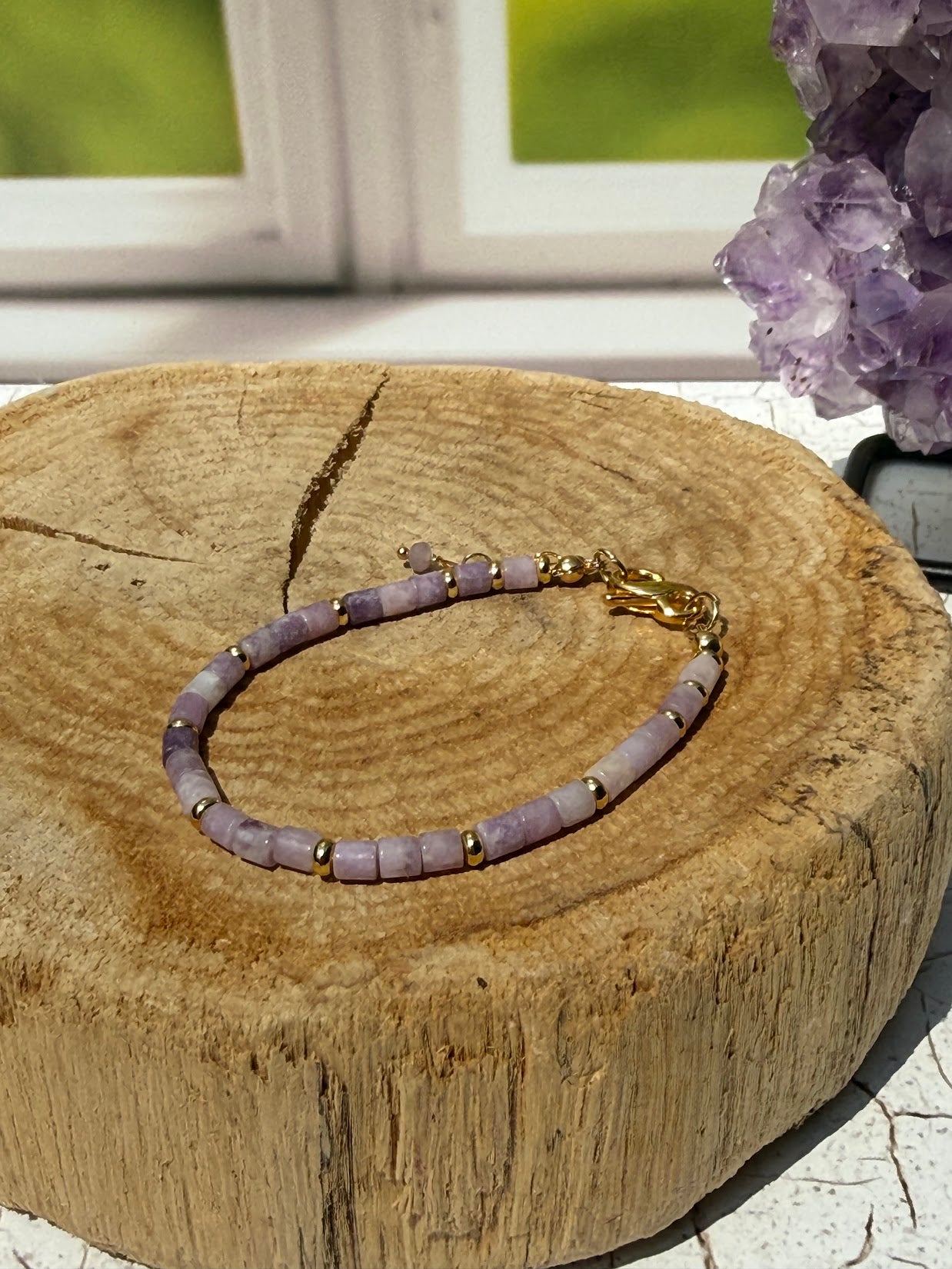 Quiet Mind Bracelet – Lepidolite & Gold
