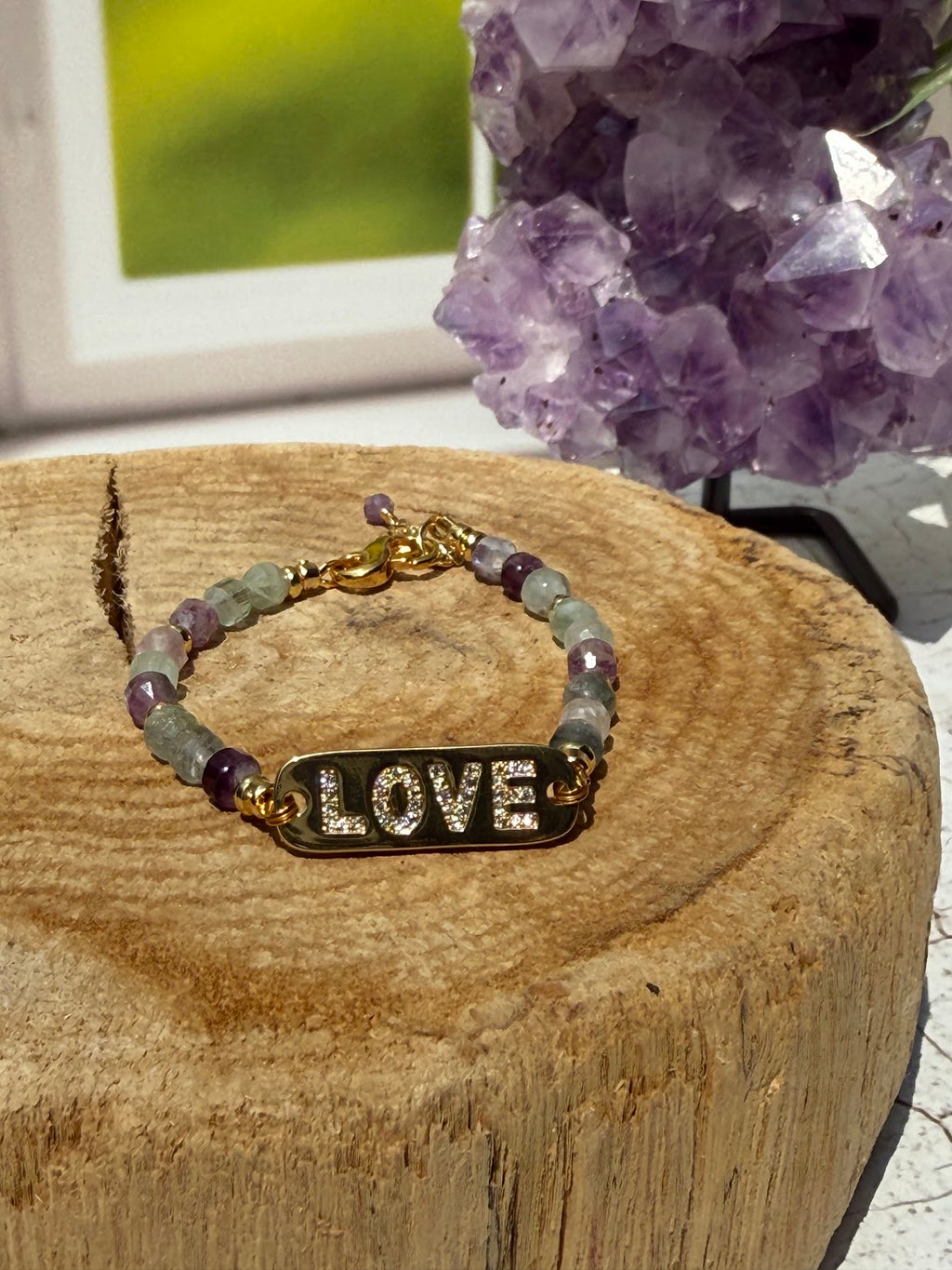 Choose Love Bracelet – Fluorite & Gold Love Charm