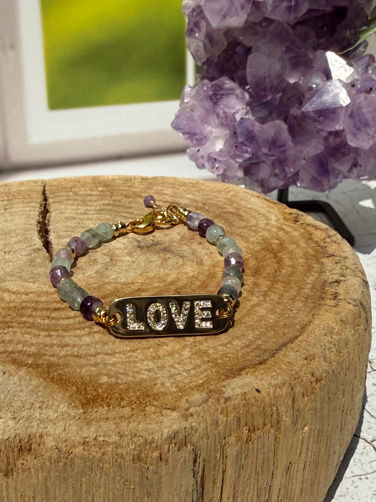 Choose Love Bracelet – Fluorite & Gold Love Charm