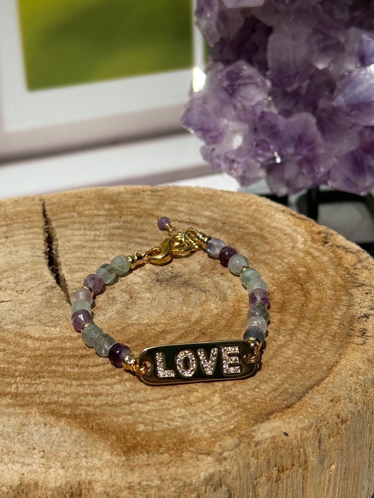 Choose Love Bracelet – Fluorite & Gold Love Charm