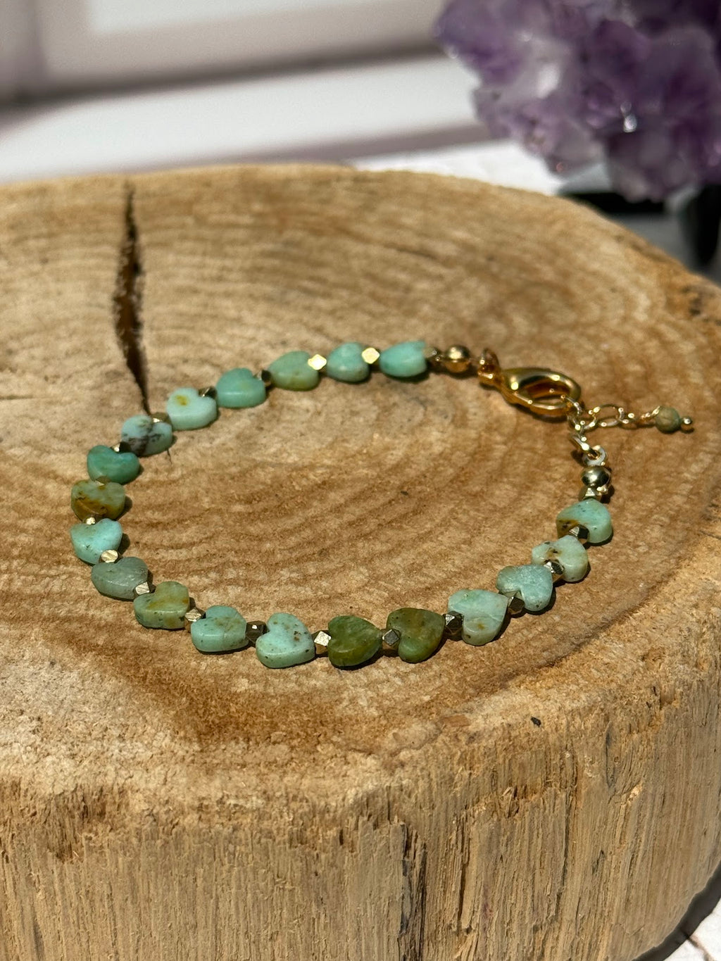 Open Heart Bracelet – Mongolian Opal & Gold