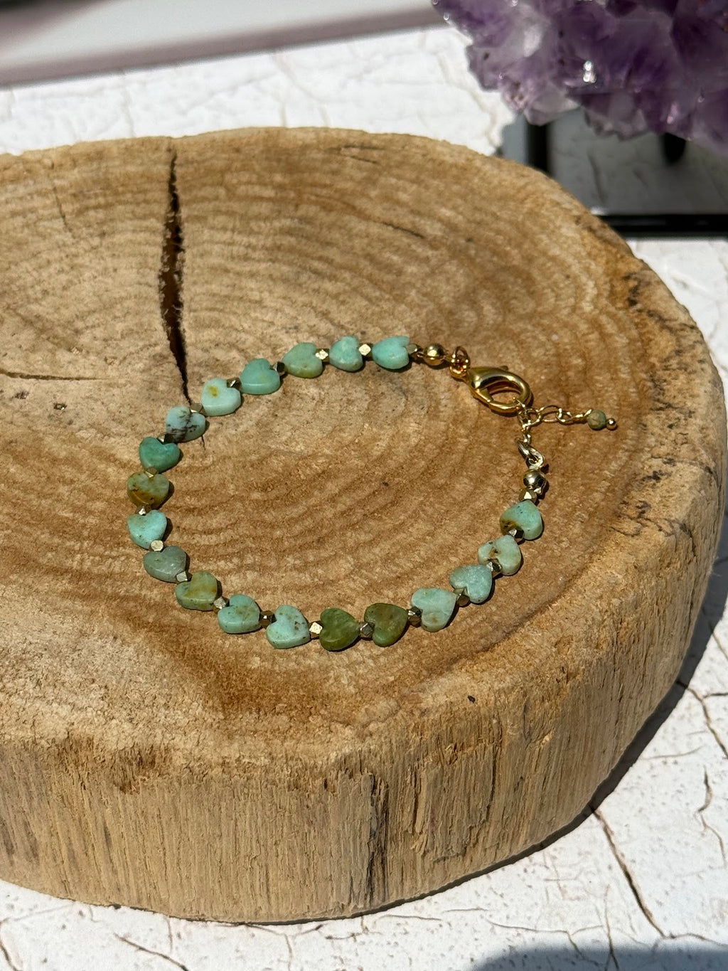 Open Heart Bracelet – Mongolian Opal & Gold