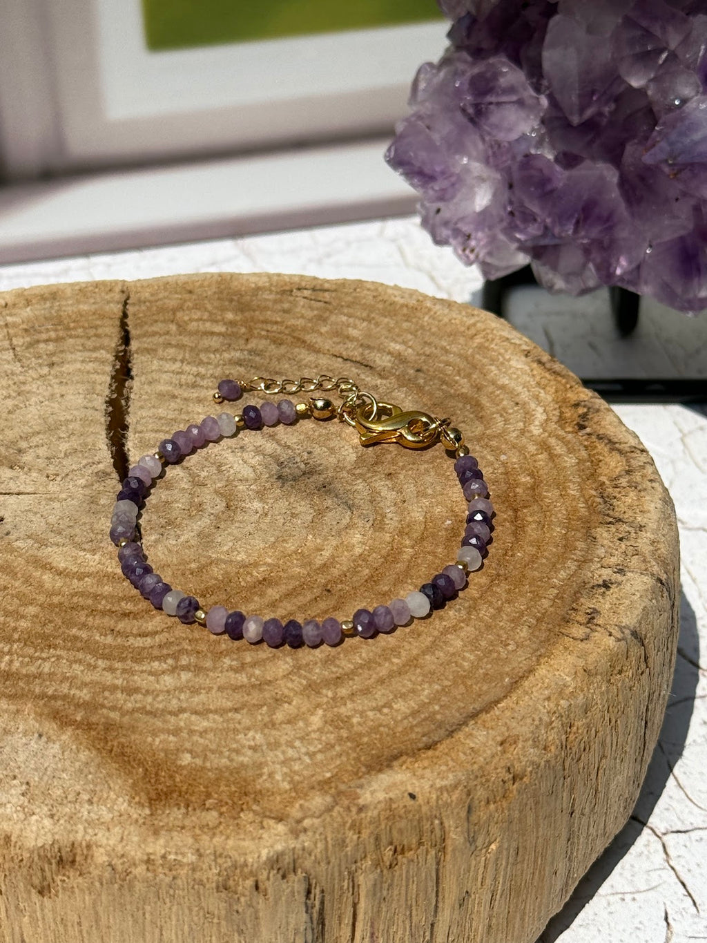 Whisper Bracelet – Faceted Lepidolite & Gold