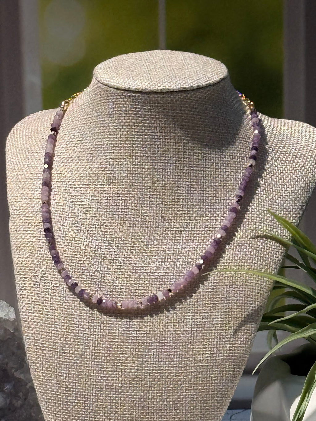 Moonlit Peace Necklace – Faceted Lepidolite & Gold