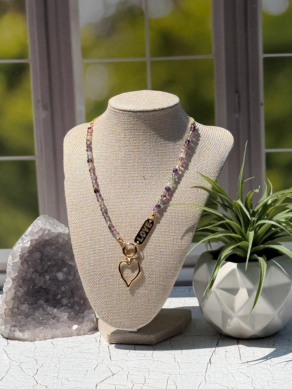 Lead With Love Necklace – Fluorite & Open Heart Charm