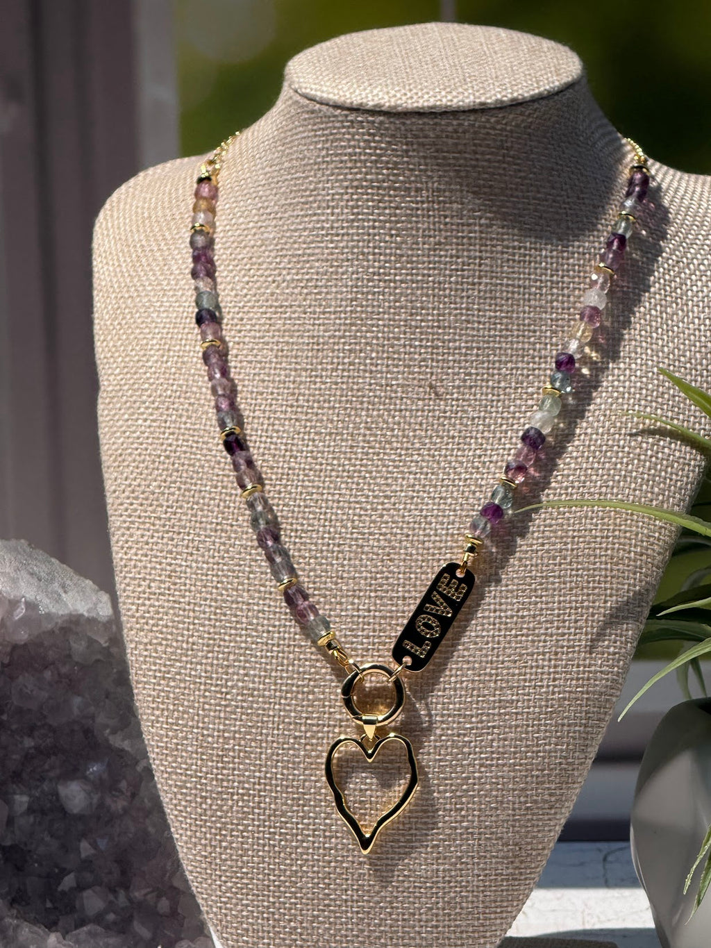 Lead With Love Necklace – Fluorite & Open Heart Charm