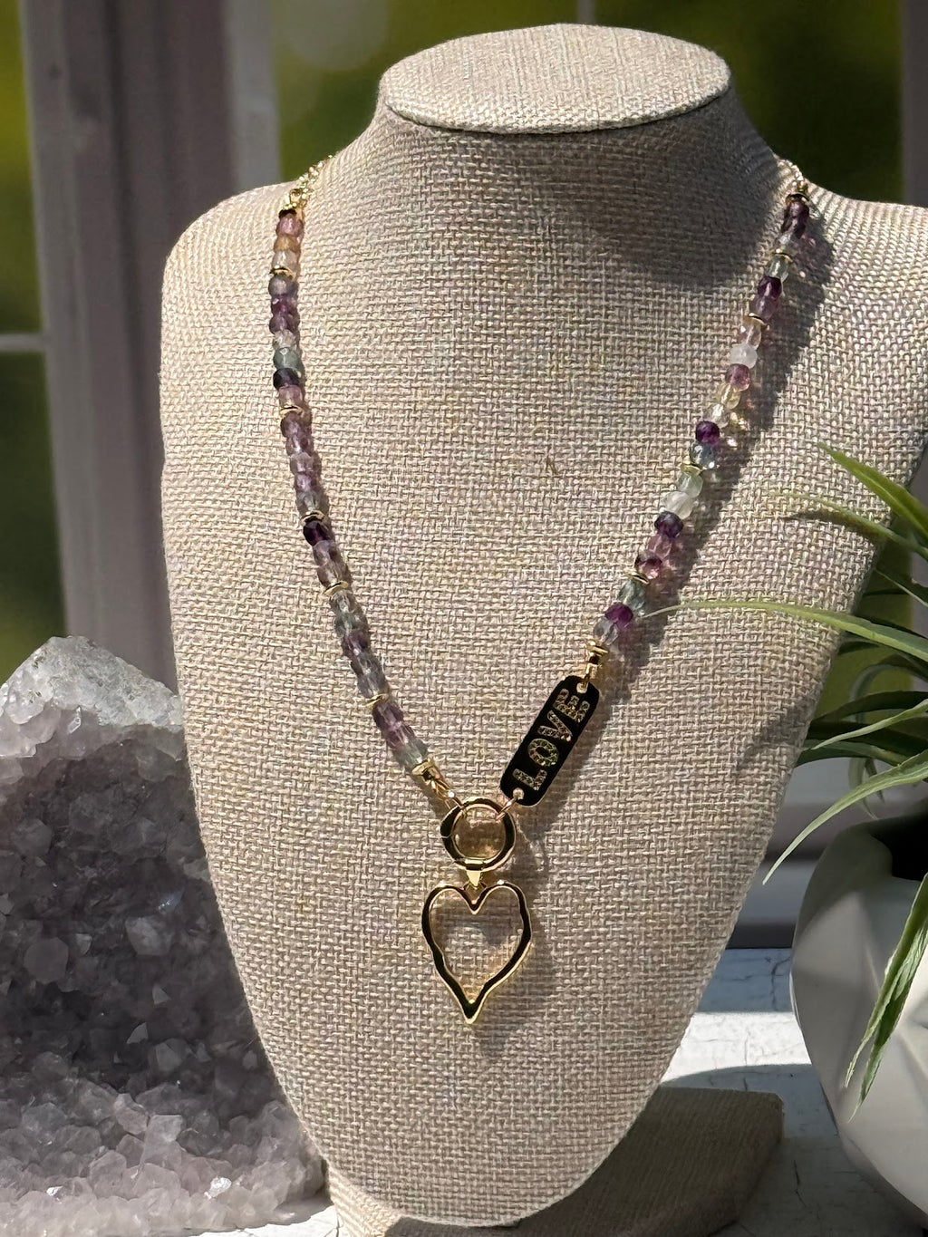 Lead With Love Necklace – Fluorite & Open Heart Charm