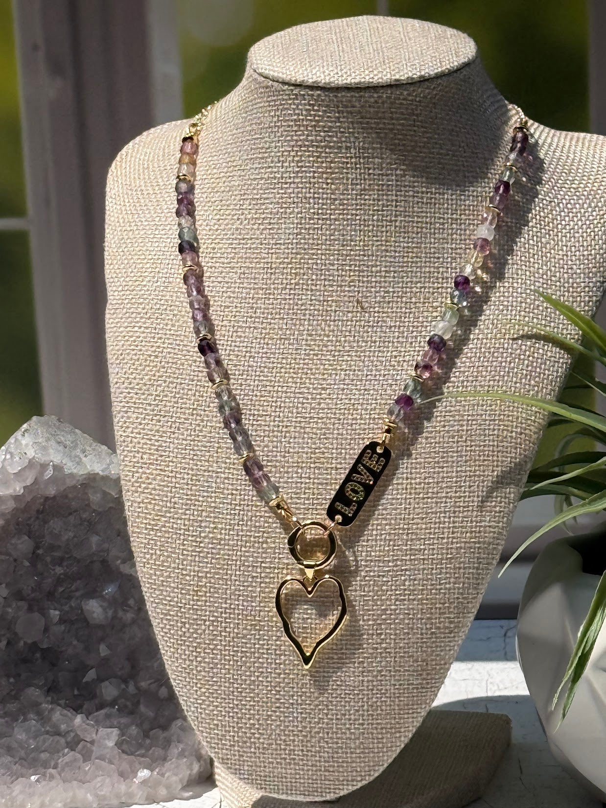 Lead With Love Necklace – Fluorite & Open Heart Charm