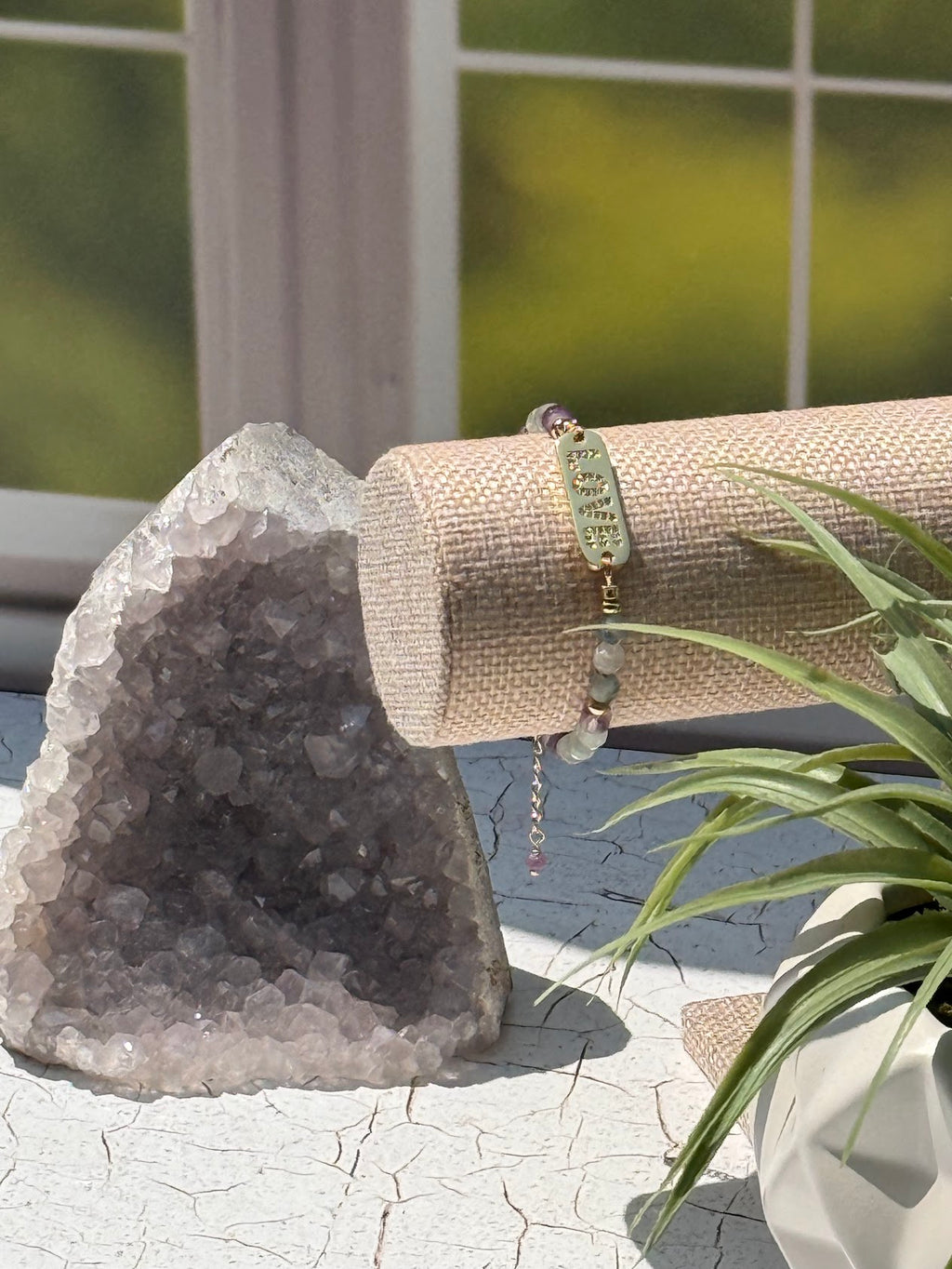 Choose Love Bracelet – Fluorite & Gold Love Charm