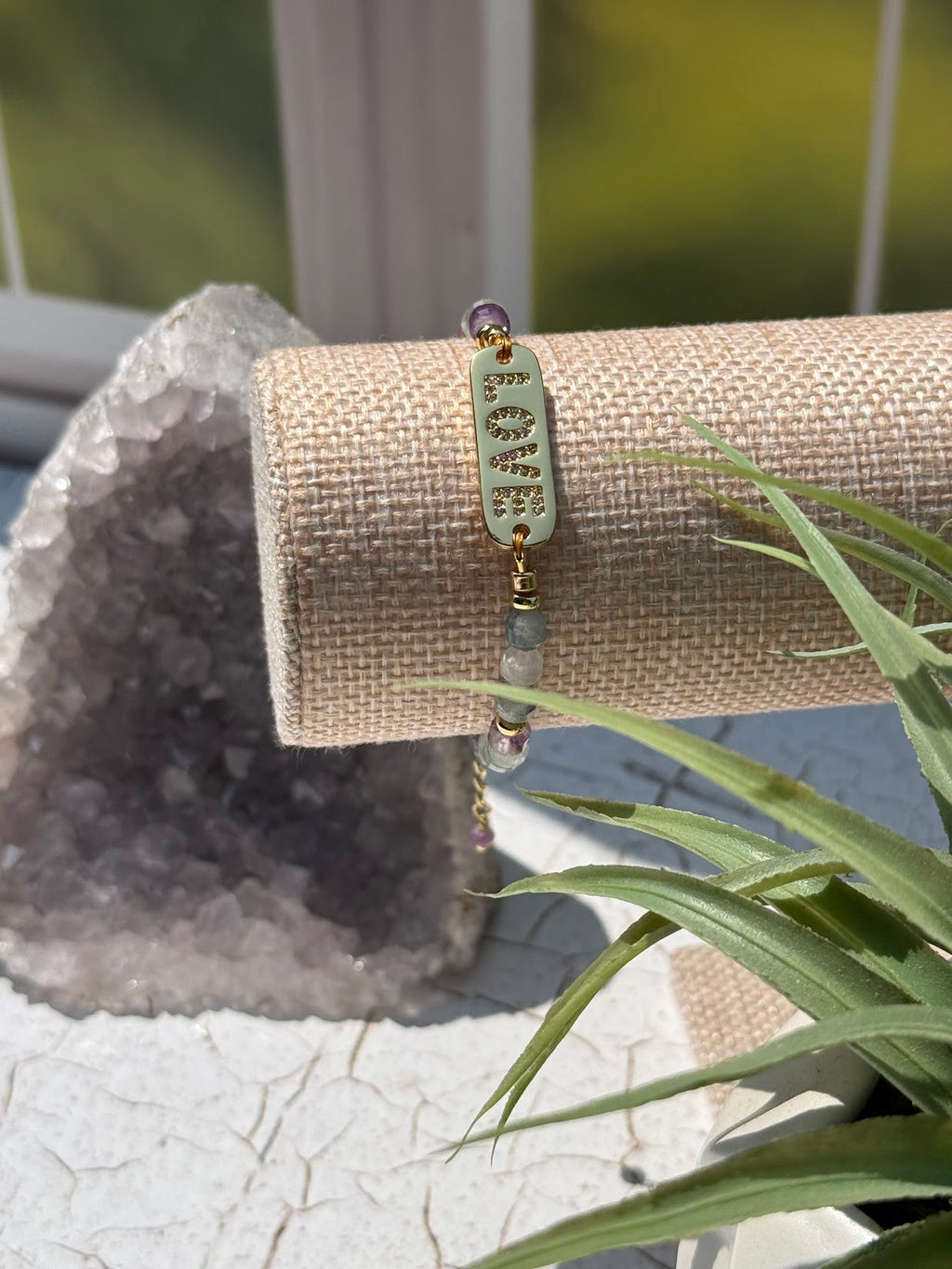 Choose Love Bracelet – Fluorite & Gold Love Charm