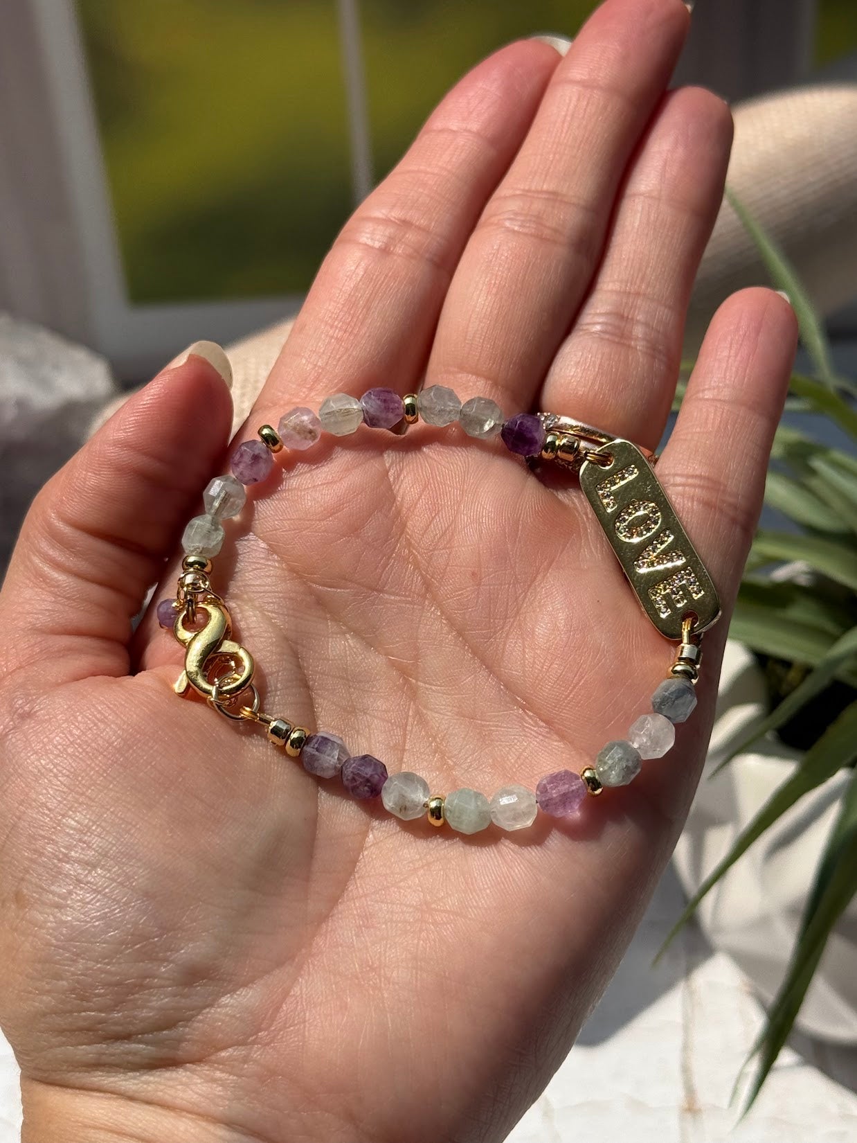 Choose Love Bracelet – Fluorite & Gold Love Charm