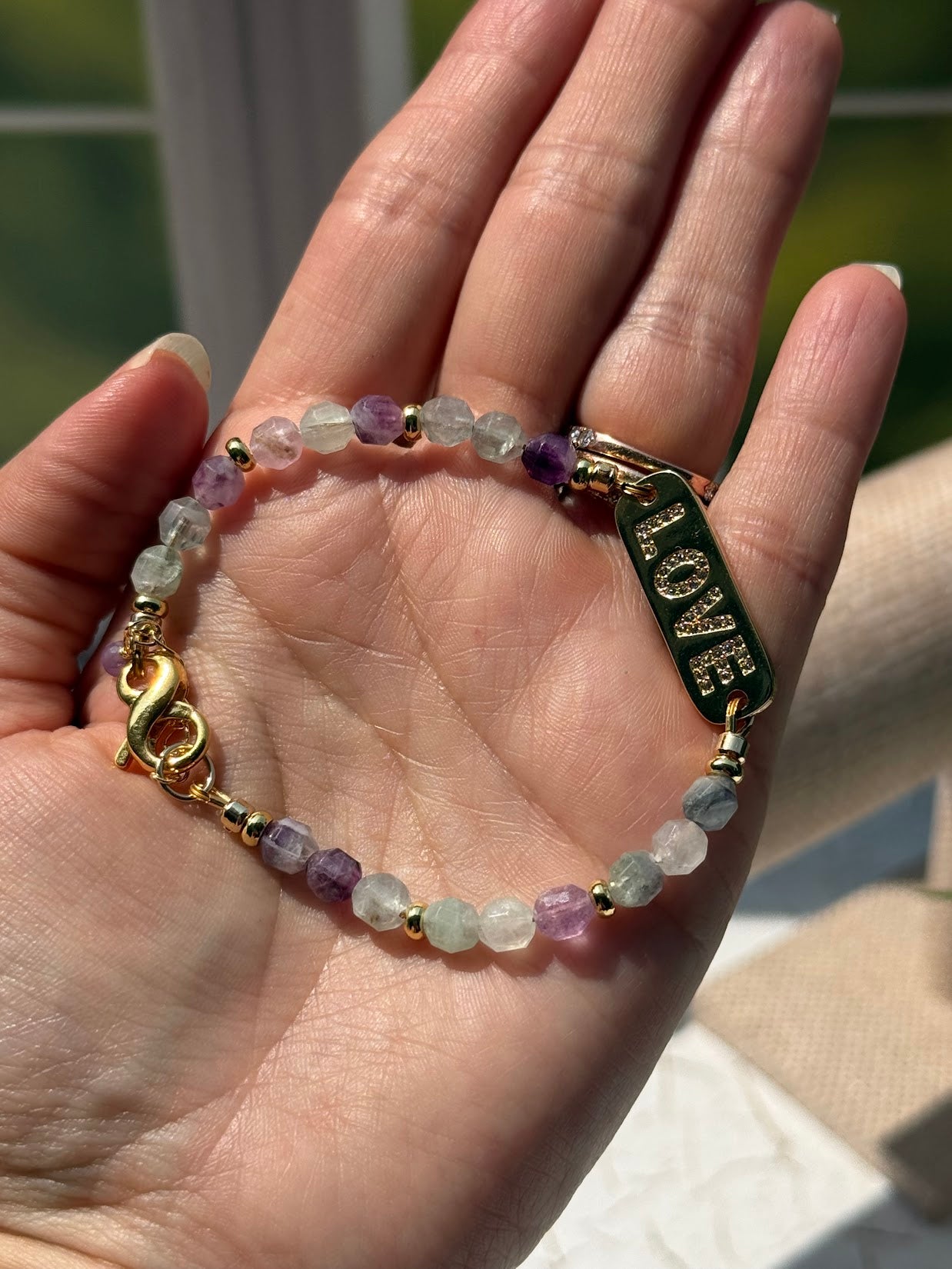 Choose Love Bracelet – Fluorite & Gold Love Charm