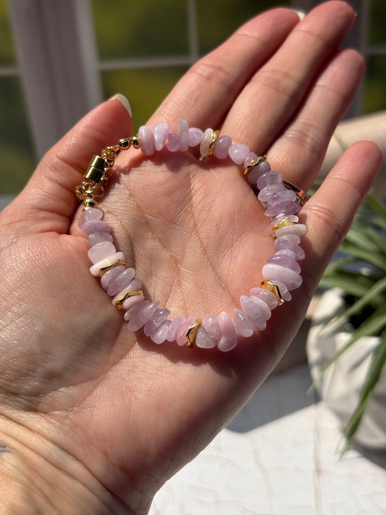 Soft Heart Bracelet – Kunzite & Gold