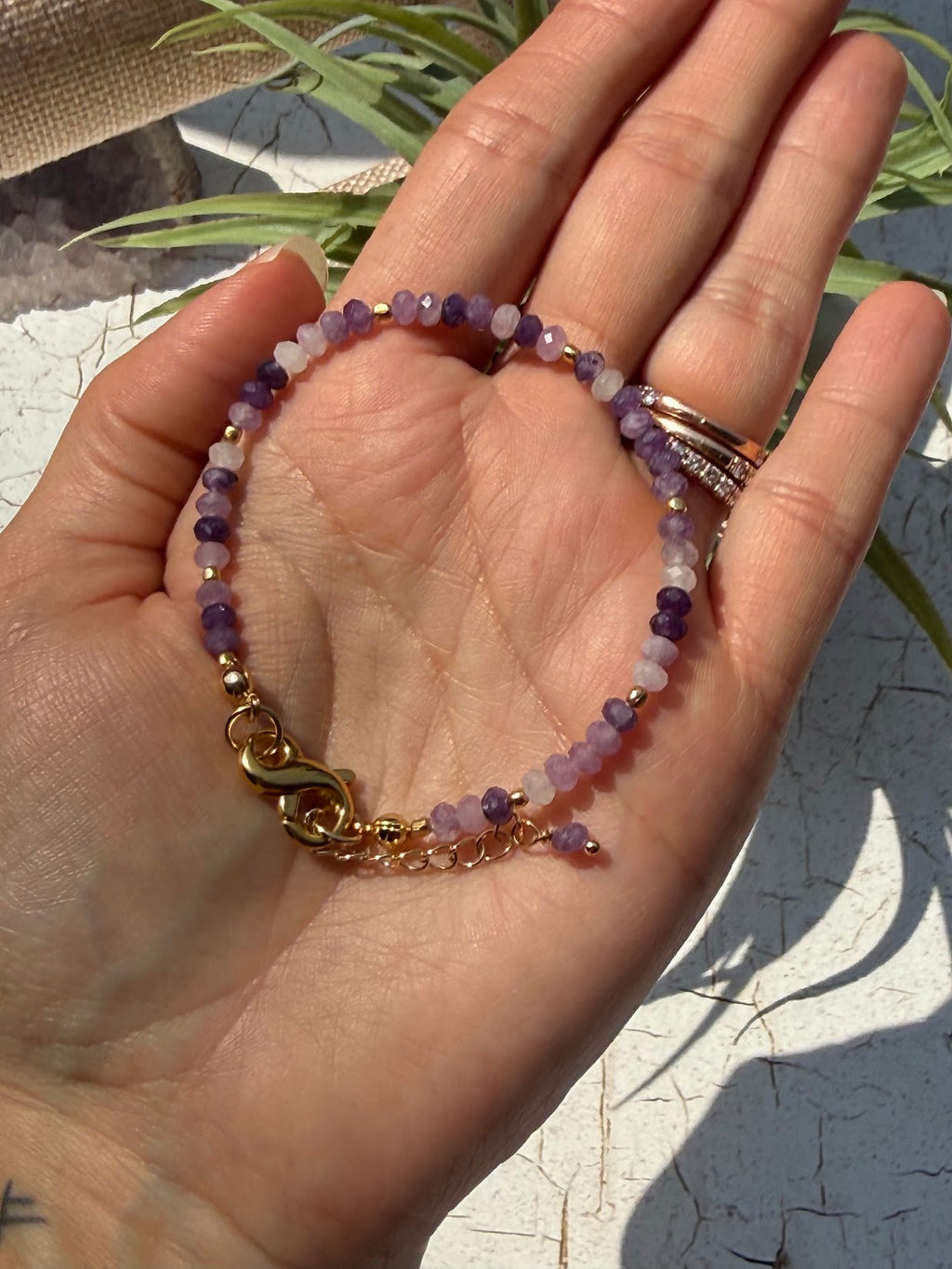 Whisper Bracelet – Faceted Lepidolite & Gold