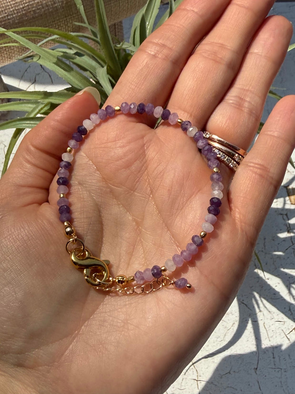 Whisper Bracelet – Faceted Lepidolite & Gold