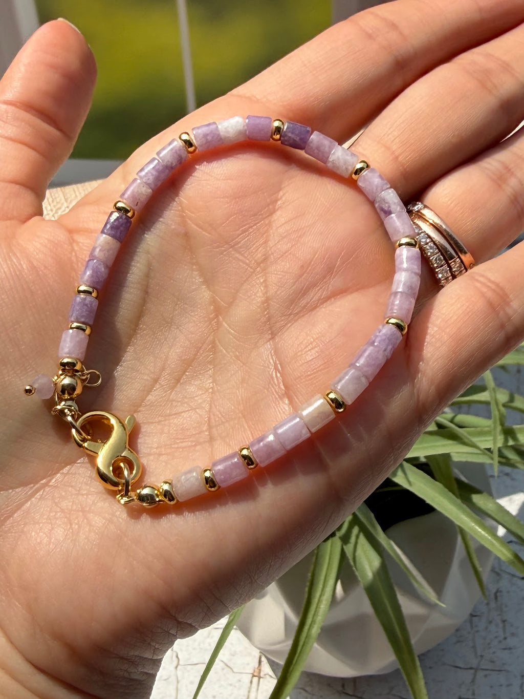 Quiet Mind Bracelet – Lepidolite & Gold