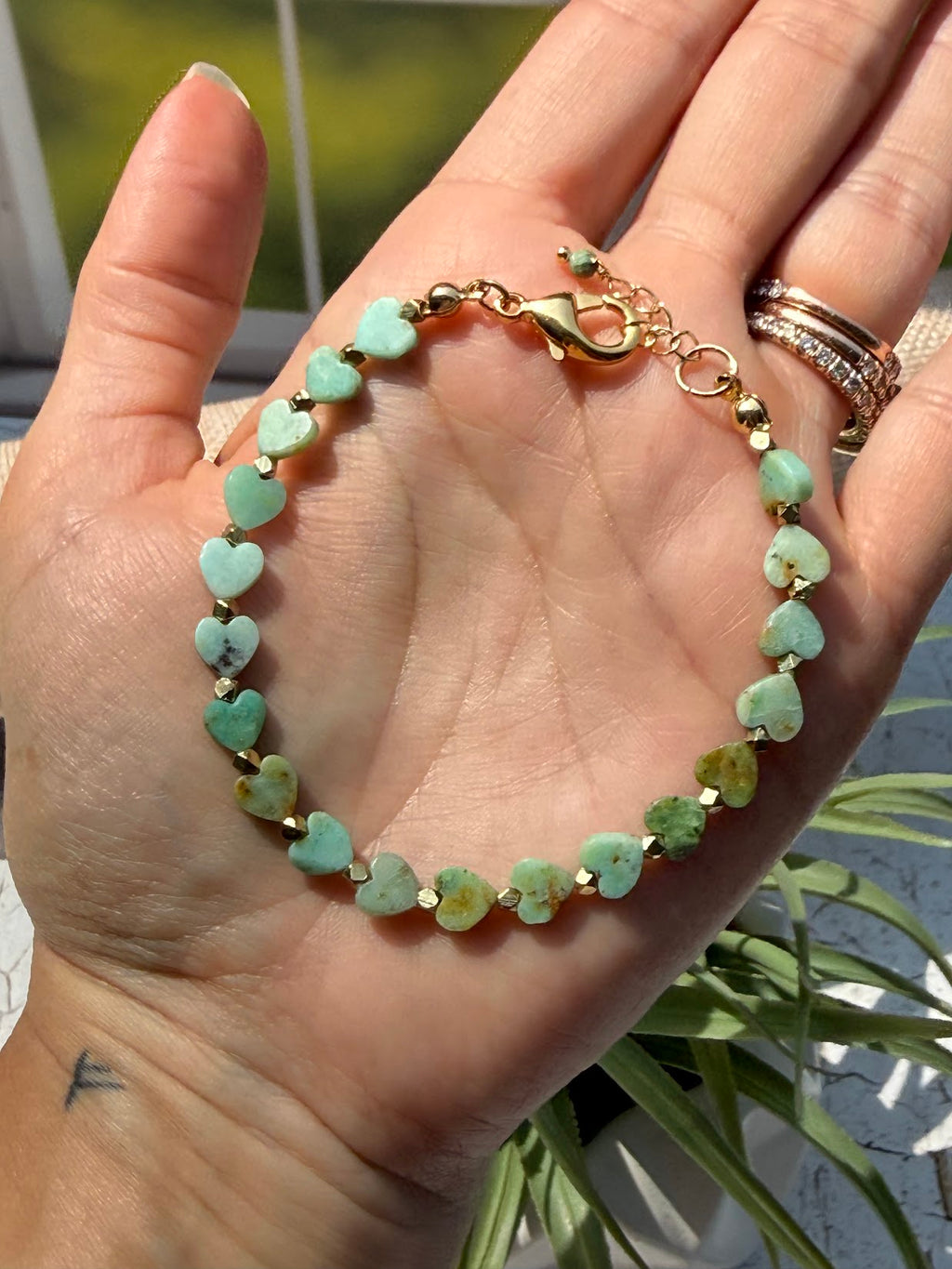 Open Heart Bracelet – Mongolian Opal & Gold