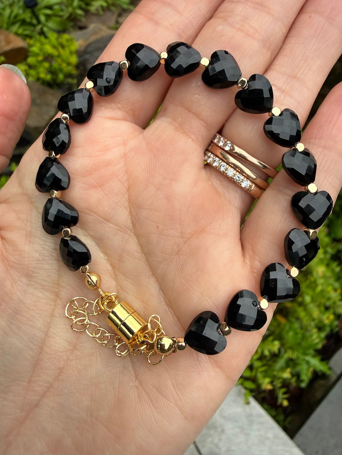 Fiercely Protected Black Obsidian Heart Bracelet