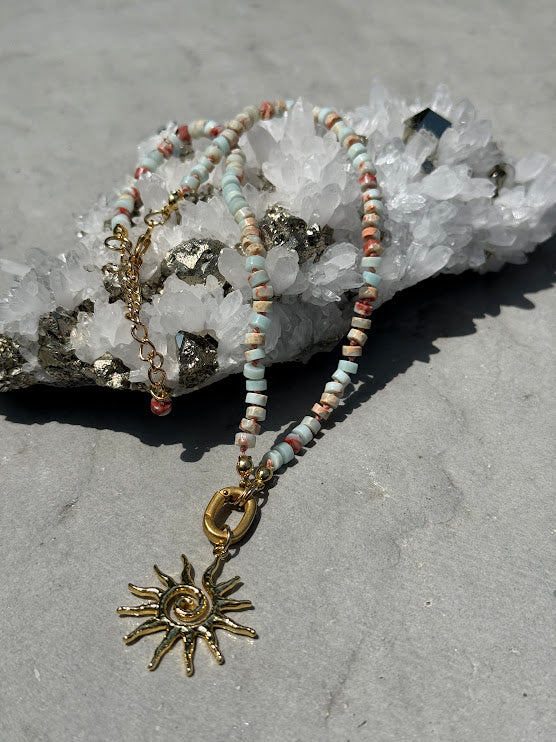 Blue Terra Jasper Sunburst Necklace