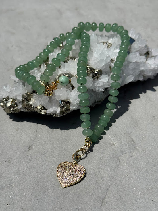 Jade & Crystal Heart Necklace