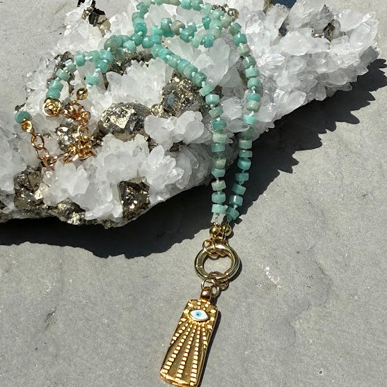 Amazonite Evil Eye Protection Necklace