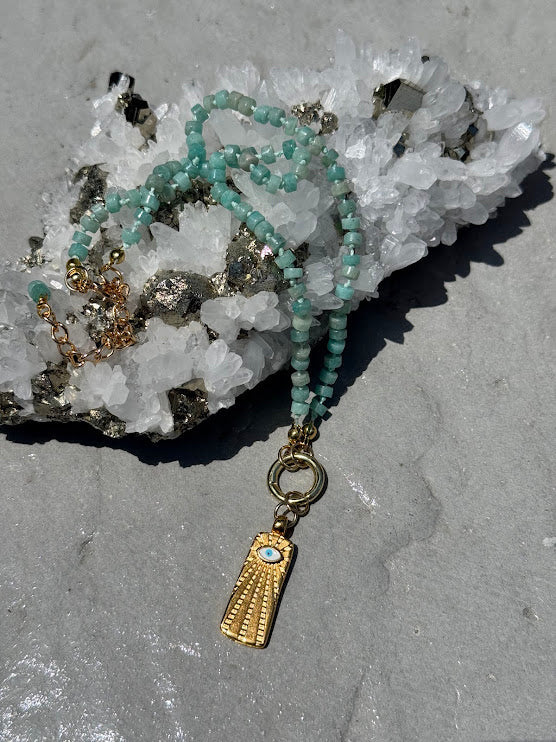 Amazonite Evil Eye Protection Necklace