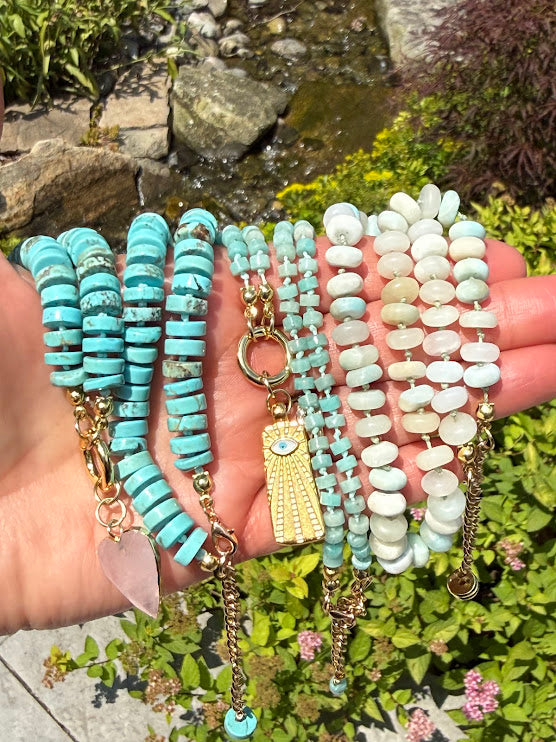 Hand Knotted Hemimorphite Crystal Bead Necklace