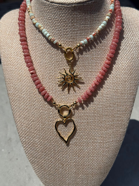 Rhodochrosite Heart Necklace