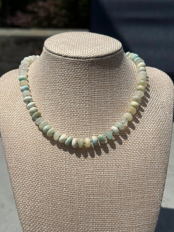 Hand Knotted Hemimorphite Crystal Bead Necklace