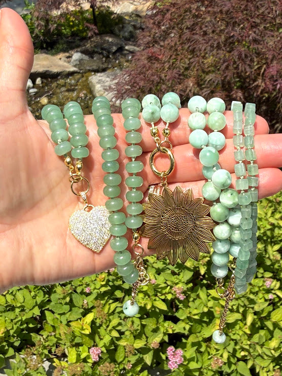 Jade & Crystal Heart Necklace