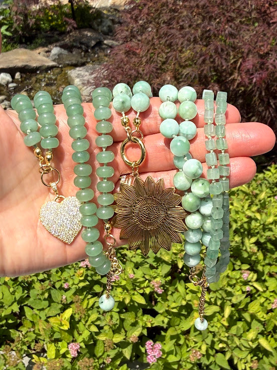 Jade & Crystal Heart Necklace