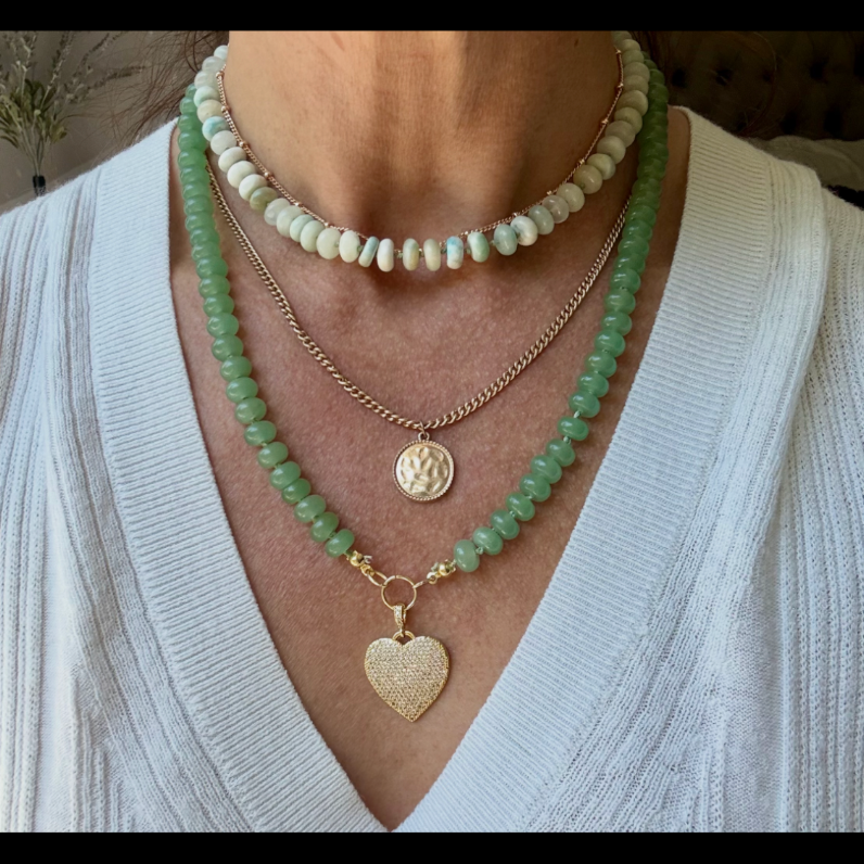 Jade & Crystal Heart Necklace