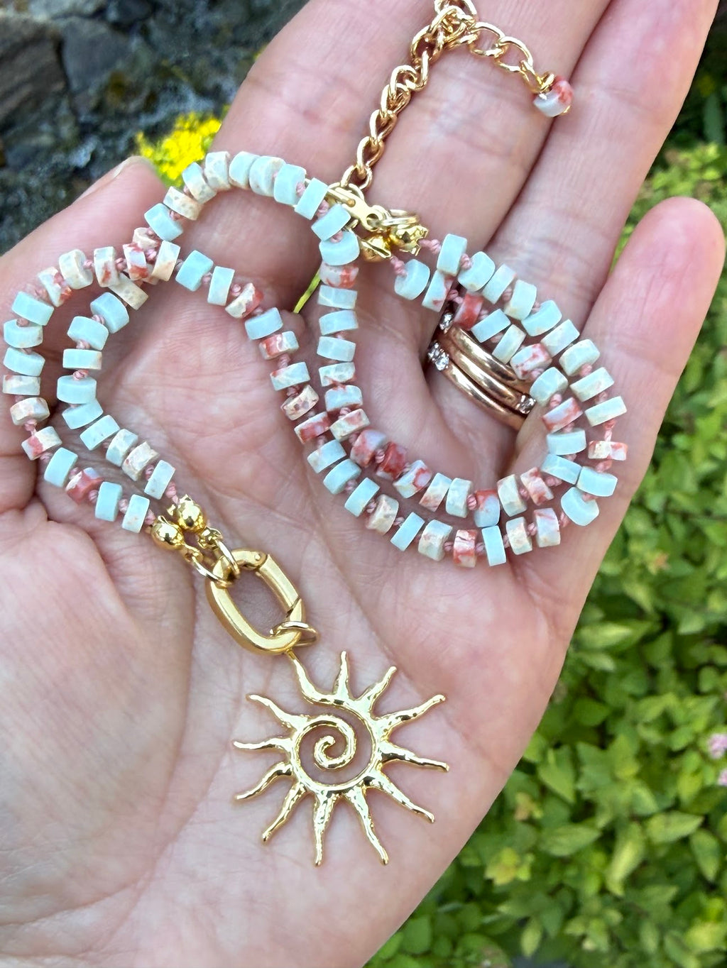 Blue Terra Jasper Sunburst Necklace
