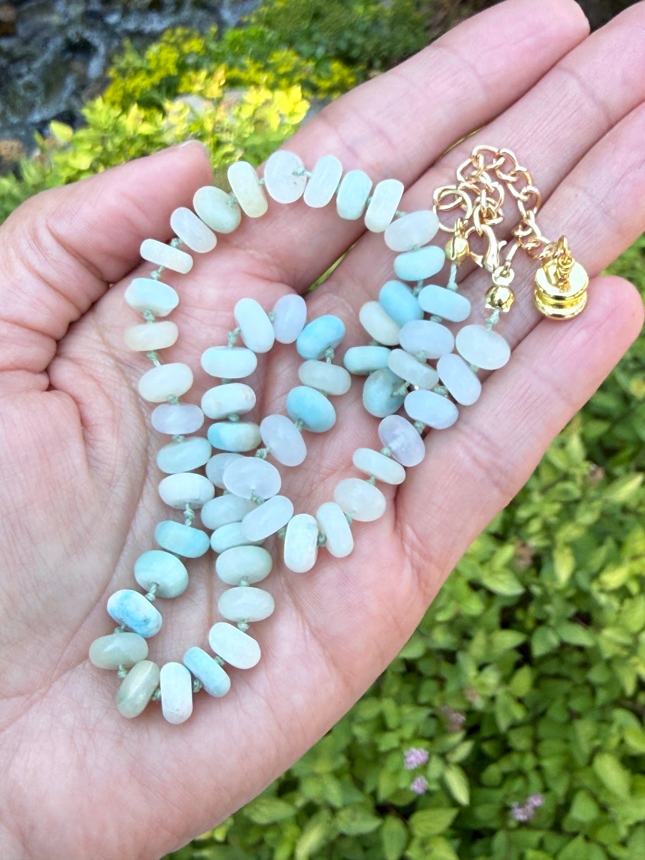 Hand Knotted Hemimorphite Crystal Bead Necklace