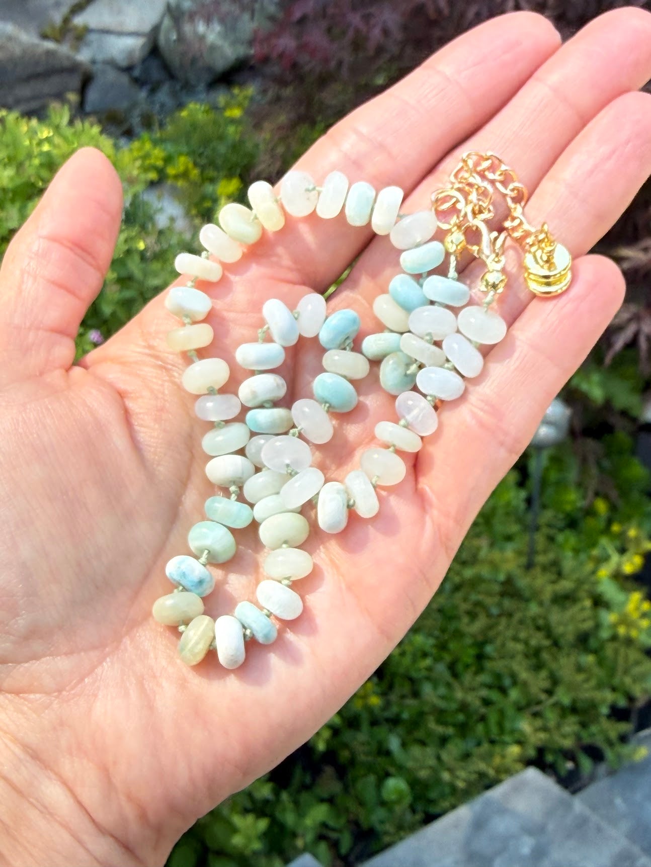 Hand Knotted Hemimorphite Crystal Bead Necklace