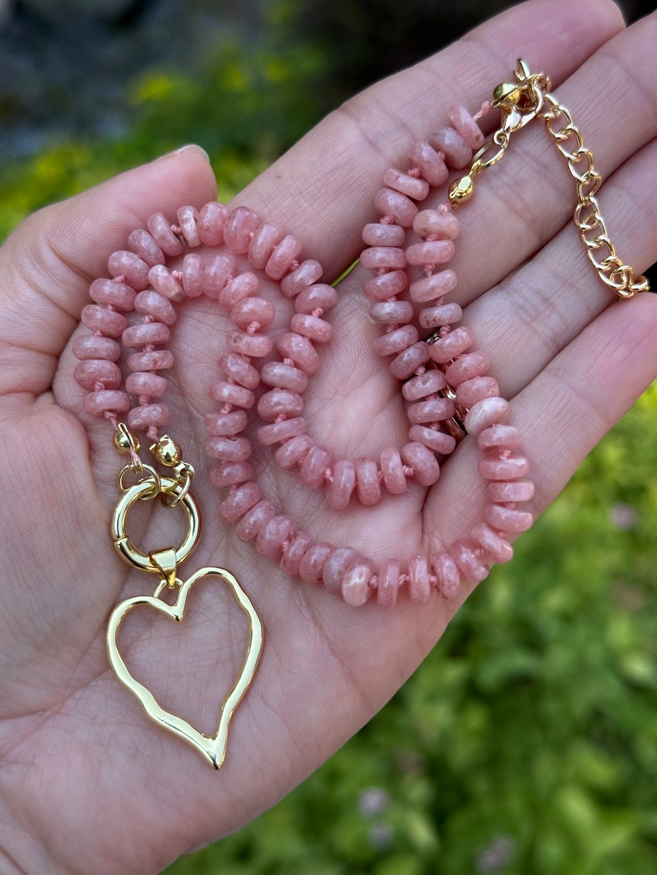 Rhodochrosite Heart Necklace