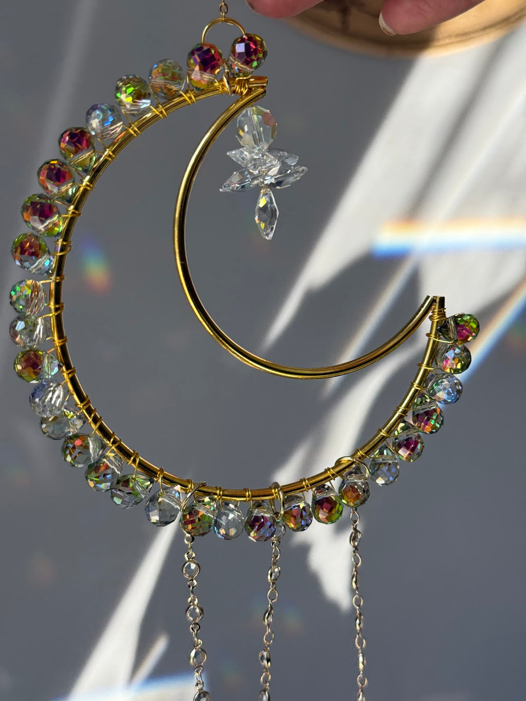 Alabaster Crystal Moon Suncatcher
