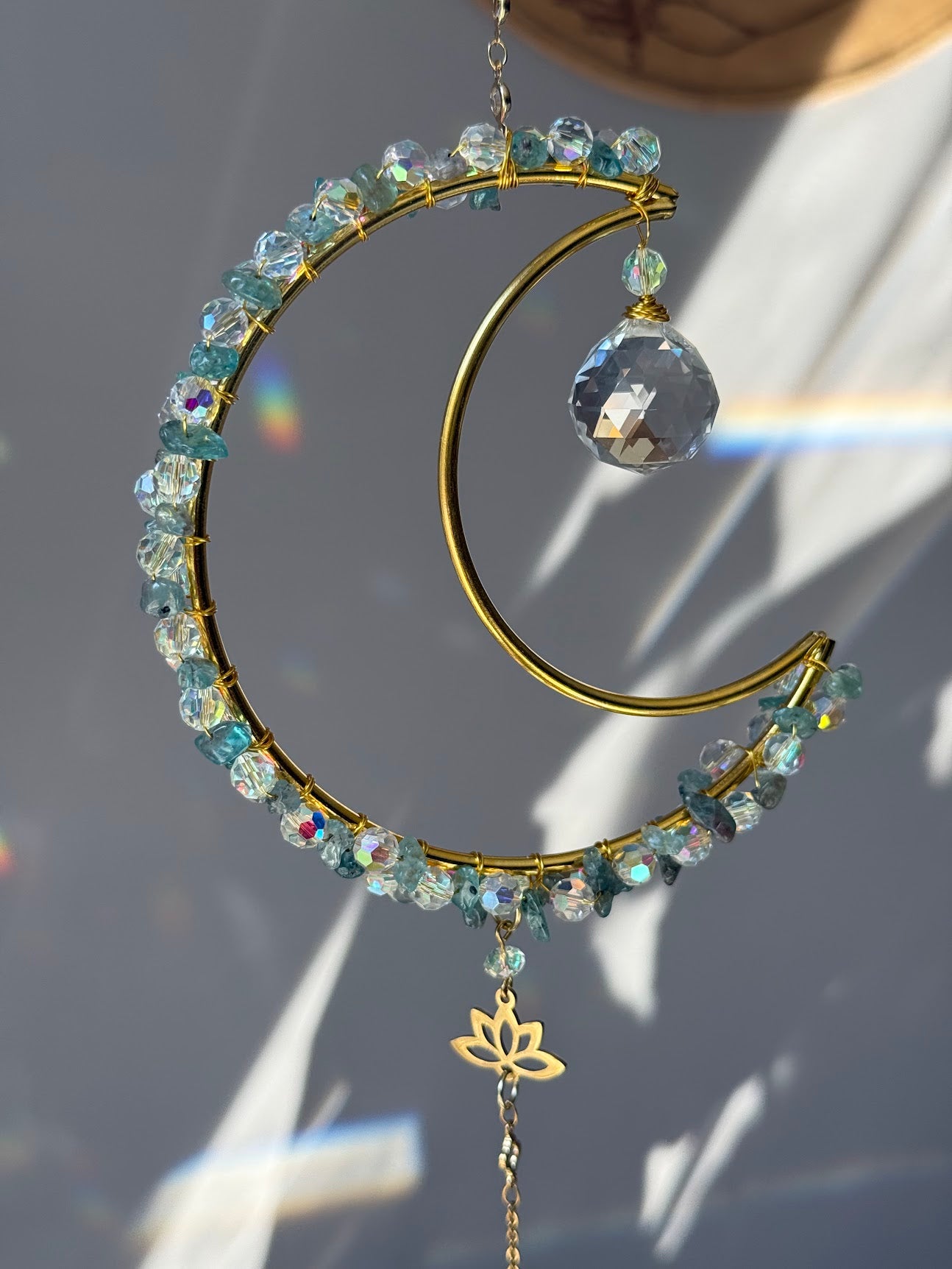Apatite Crystal Moon Suncatcher
