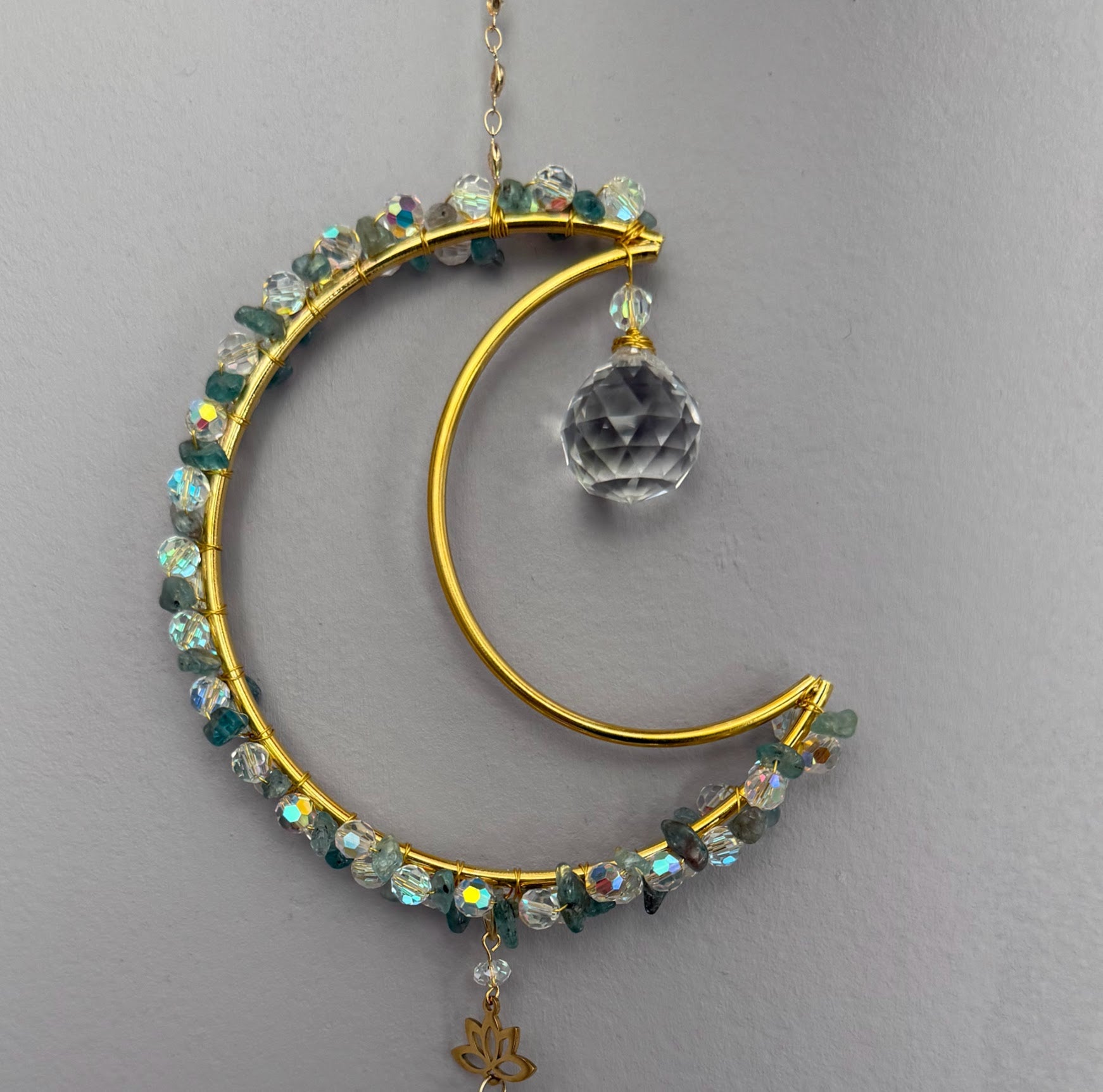 Apatite Crystal Moon Suncatcher